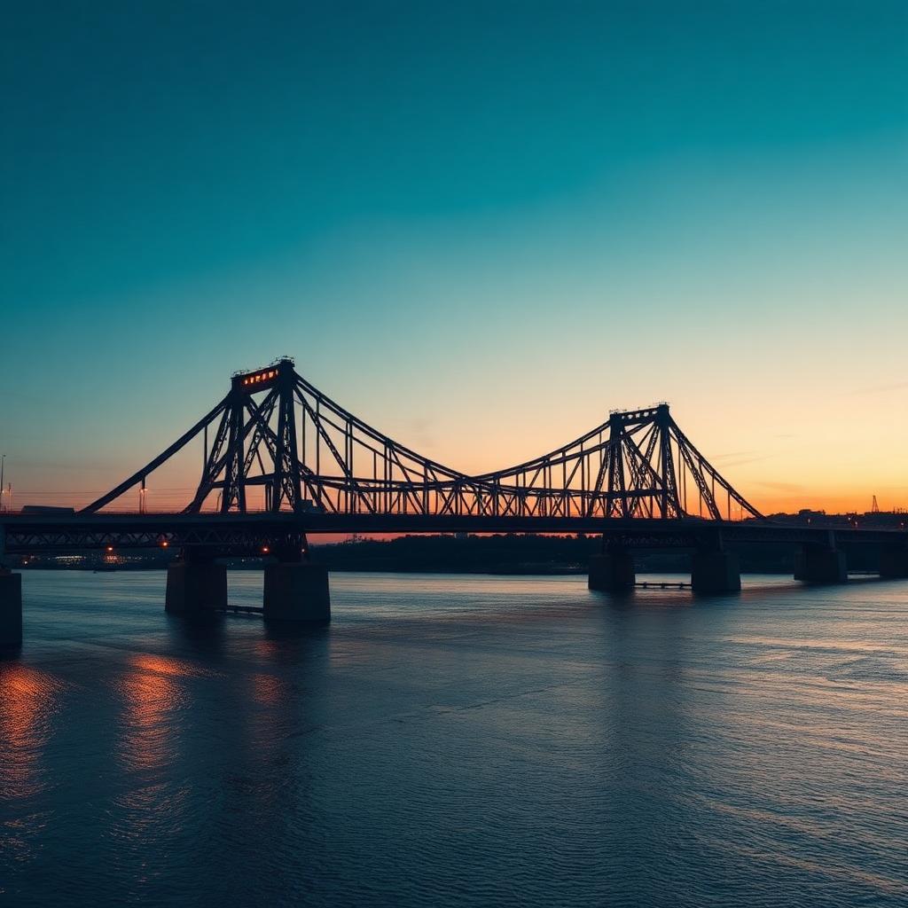 Newport Transporter Bridge over the River Usk at dusk