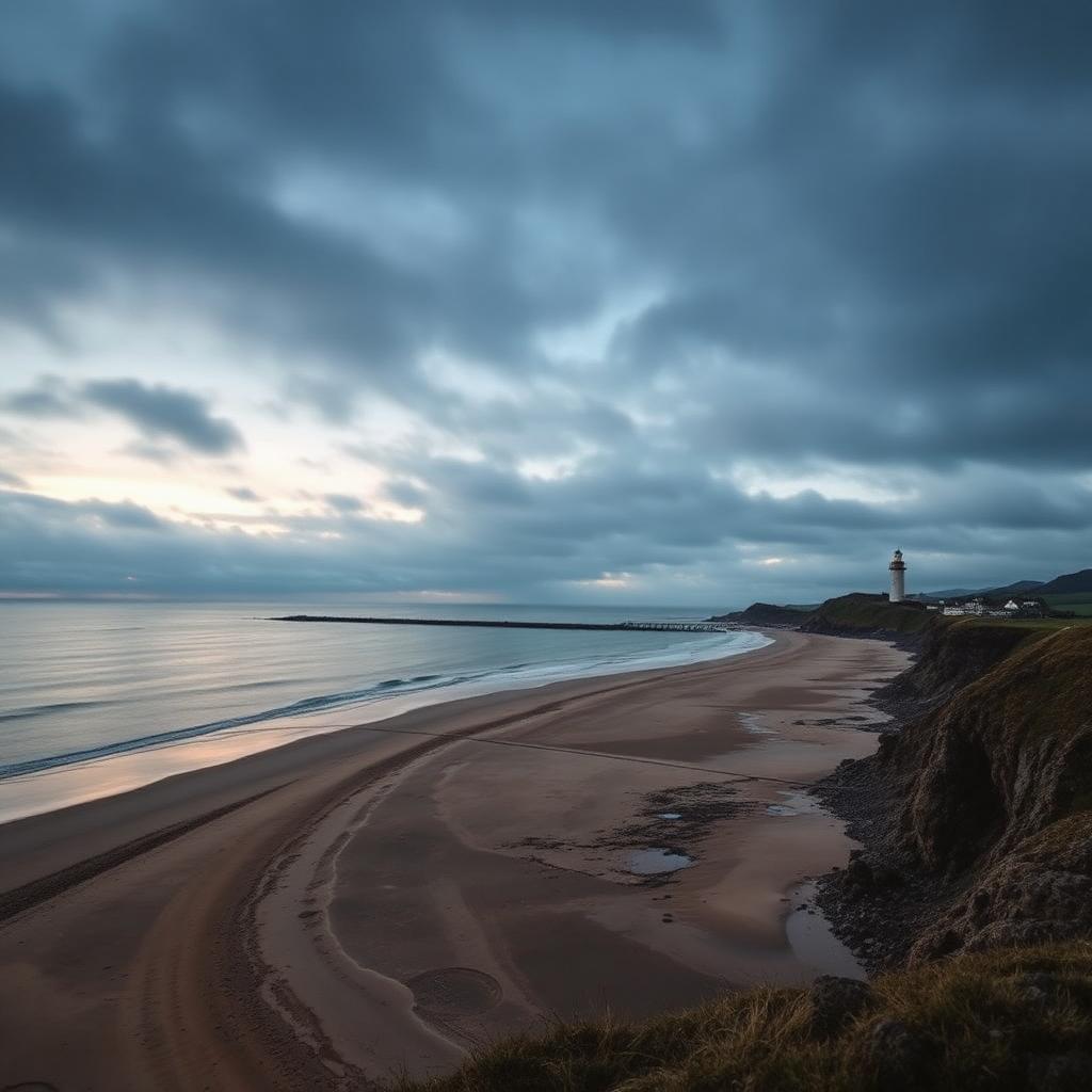 Swansea Bay coastline with the Mumbles lighthouse in the distance